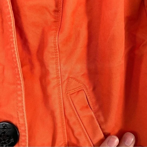 🦋 Lands’ End Canvas Orange Jacket Pea Coat Spring Casual Large Medium - Picture 8 of 10